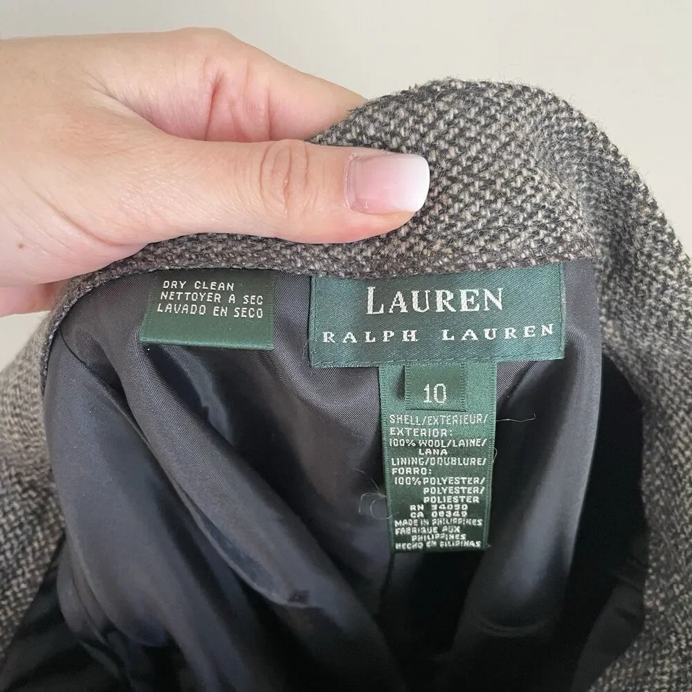 Ralph Lauren Size 10 Tweed Wool Pencil Skirt LongY2K Academia Preppy